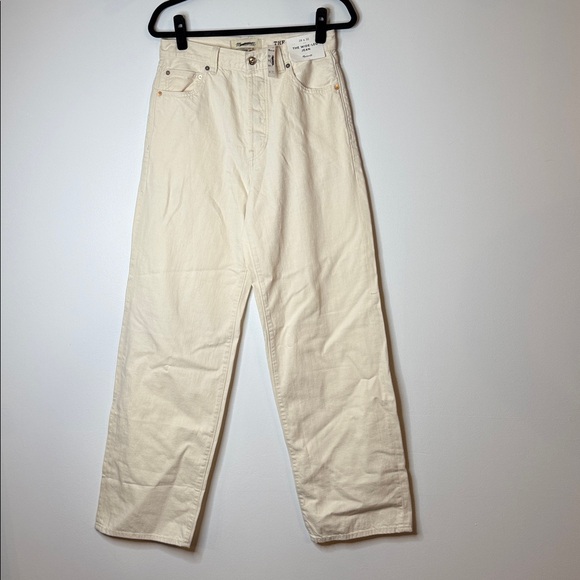 NWT The Wide-Leg Jean in Summer Denim ecru wash tan jeans size 28 - Picture 5 of 9